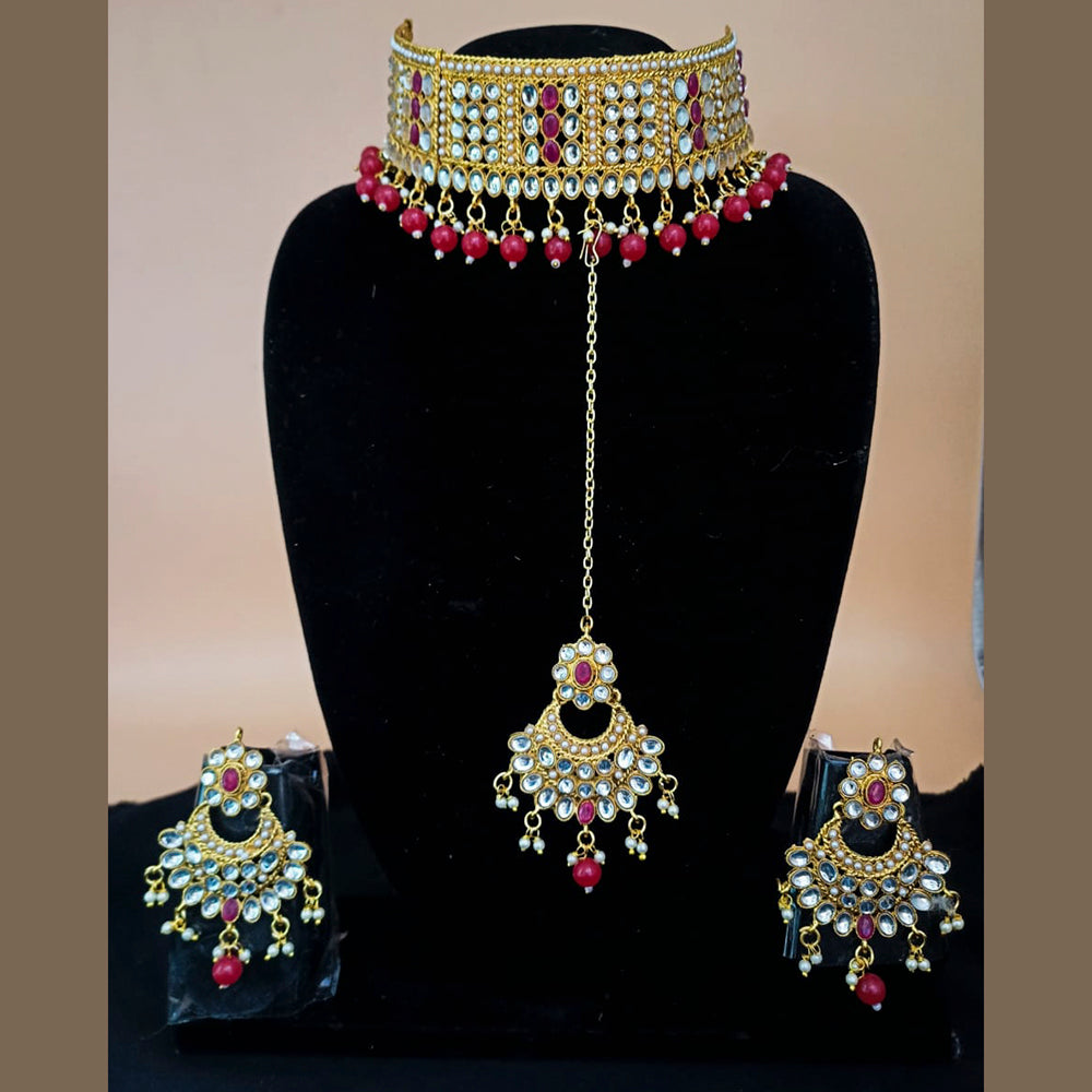 Padmawati Bangles Gold Plated Beads & Kundan Choker Necklace Set