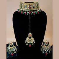 Padmawati Bangles Gold Plated Beads & Kundan Choker Necklace Set