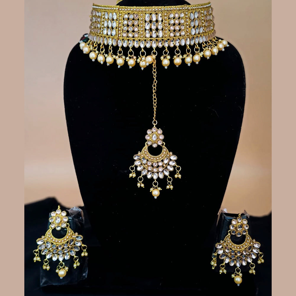 Padmawati Bangles Gold Plated Beads & Kundan Choker Necklace Set