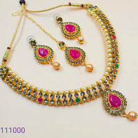 Padmawati Bangles Gold Plated Austrian Stone & Pearl Choker Necklace Set