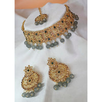 Padmawati Bangles Gold Plated Austrian Stone And Pearl Choker Necklace Set