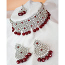 Padmawati Bangles Silver Plated Austrian Stone And Pearl Choker Necklace Set