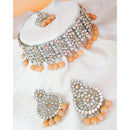 Padmawati Bangles Silver Plated Austrian Stone And Pearl Choker Necklace Set