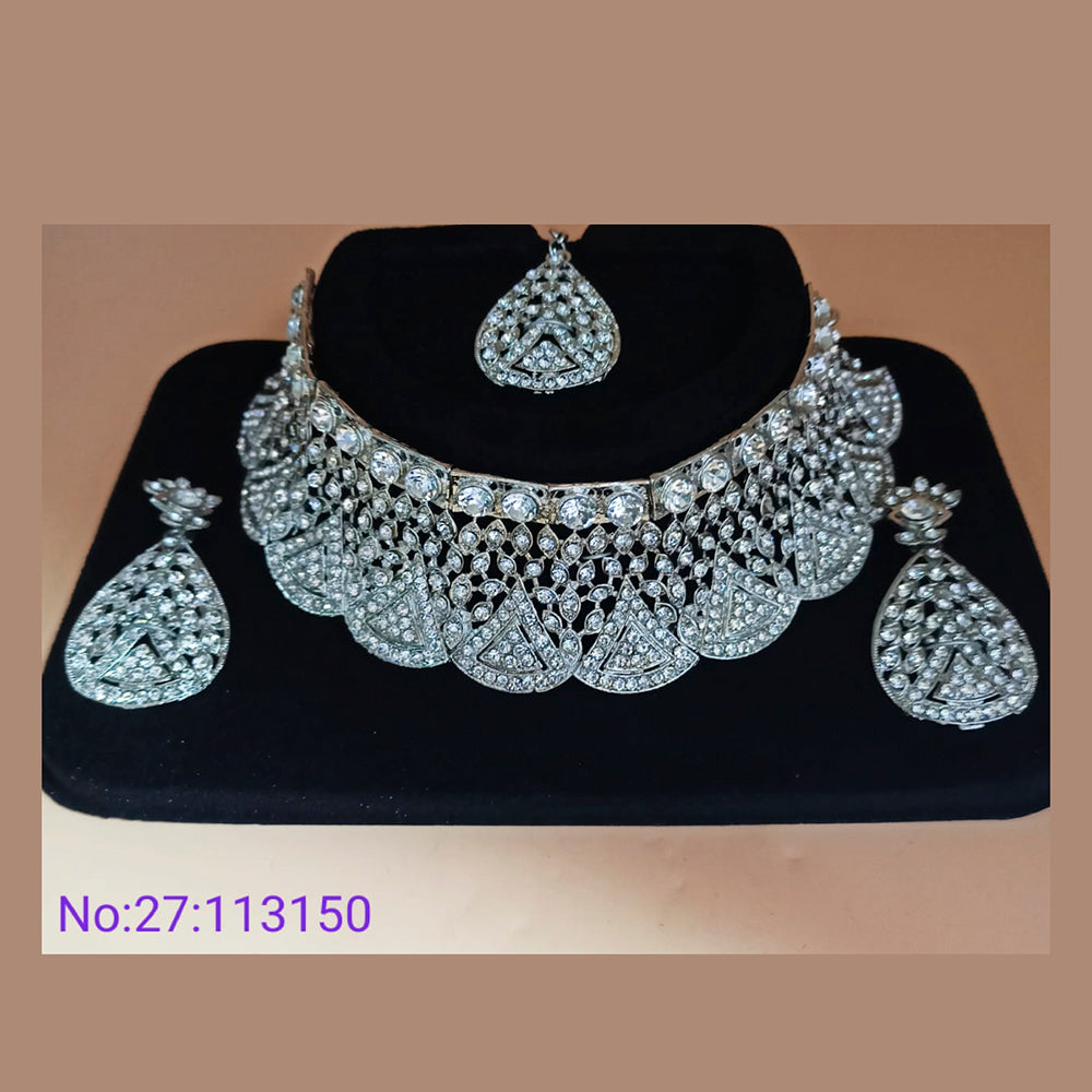 Padmawati Bangles Silver Plated Austrian Stone Choker Necklace Set