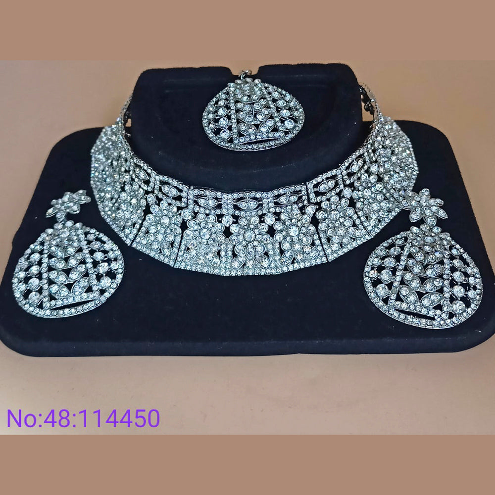 Padmawati Bangles Silver Plated Austrian Stone Choker Necklace Set