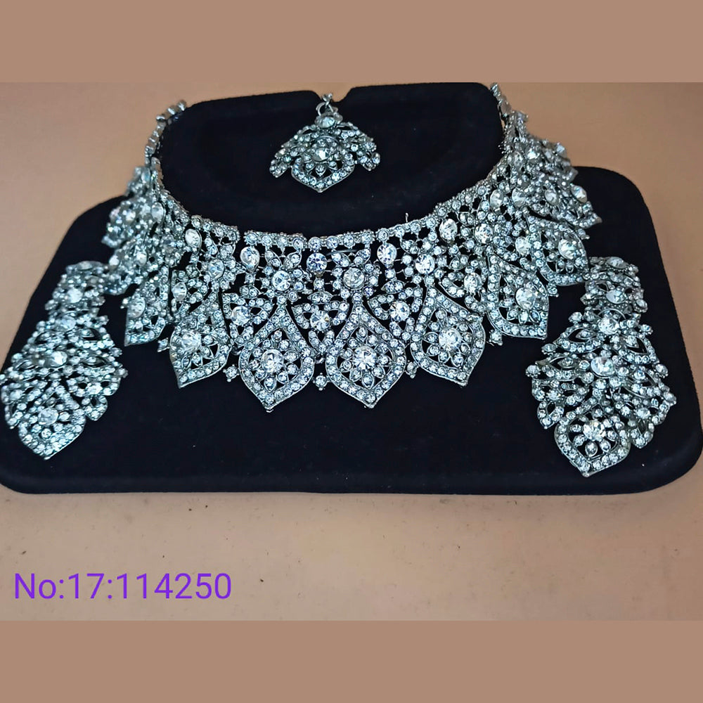 Padmawati Bangles Silver Plated Austrian Stone Choker Necklace Set