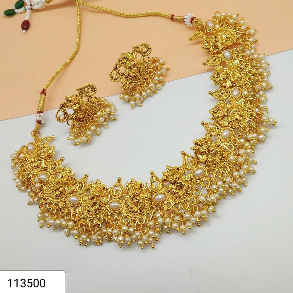 Padmawati Bangles Gold Plated Stone & Pearl Choker Necklace Set