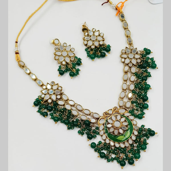 Padmawati Bangles Gold Plated Beads And Kundan Mirror Necklace Set