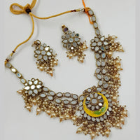 Padmawati Bangles Gold Plated Beads And Kundan Mirror Necklace Set