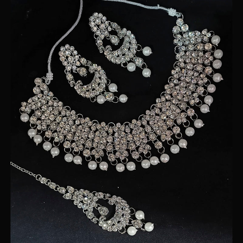 Padmawati Bangles Silver Plated Austrian Stone Necklace Set