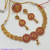 Padmawati Bangles Austrian Stone Copper Necklace Set With Ring