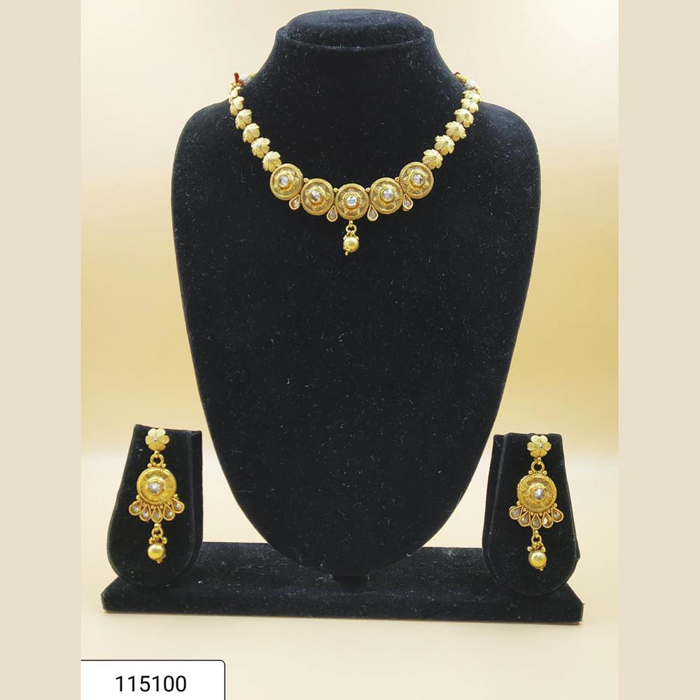 Padmawati Bangles Gold Plated White Kundan Choker Necklace Set - PBNECK48