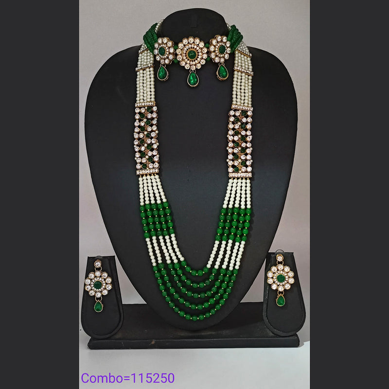 Padmawati Bangles Austrian Stone & Beads Gold Plated Necklace Set