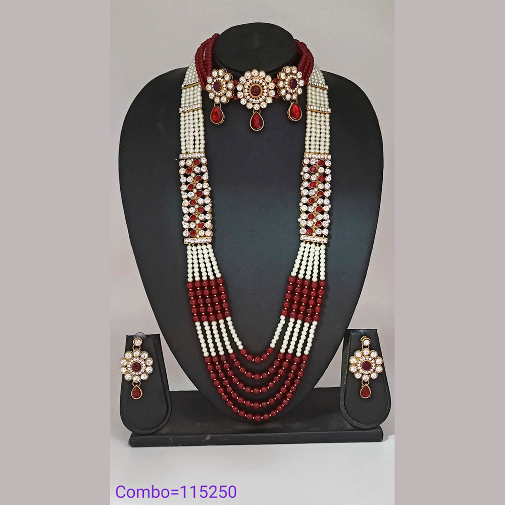 Padmawati Bangles Austrian Stone & Beads Gold Plated Necklace Set