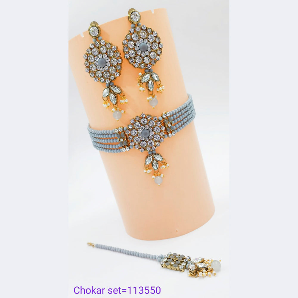 Padmawati Bangles Austrian Stone & Beads Gold Plated Necklace Set