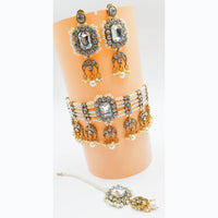 Padmawati Bangles Austrian Stone & Beads Gold Plated Necklace Set