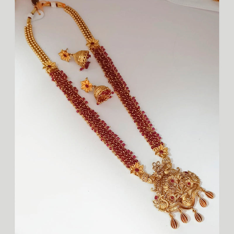 Padmawati Bangles AD Stone And Pearl Copper Long Necklace Set