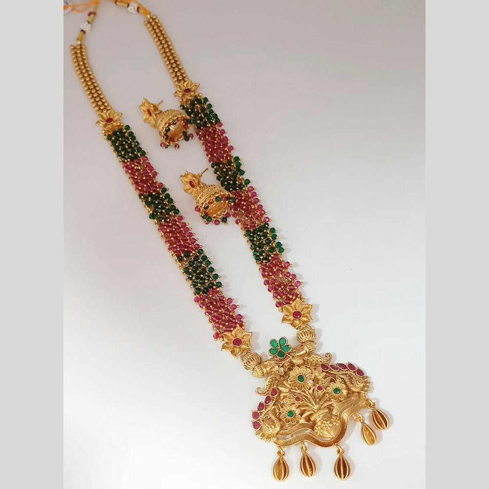 Padmawati Bangles AD Stone And Pearl Copper Long Necklace Set