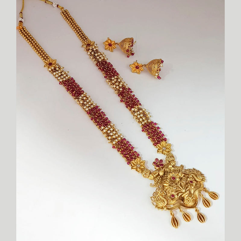 Padmawati Bangles AD Stone And Pearl Copper Long Necklace Set