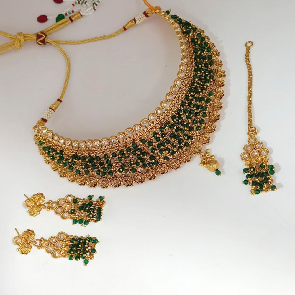 Padmawati Bangles AD Stone And Pearl Copper Choker Necklace Set