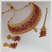 Padmawati Bangles AD Stone And Pearl Copper Choker Necklace Set