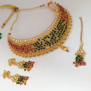 Padmawati Bangles AD Stone And Pearl Copper Choker Necklace Set