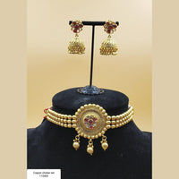 Padmawati Bangles Gold Plated Red And White  Kundan Choker Necklace Set - PBNECK53