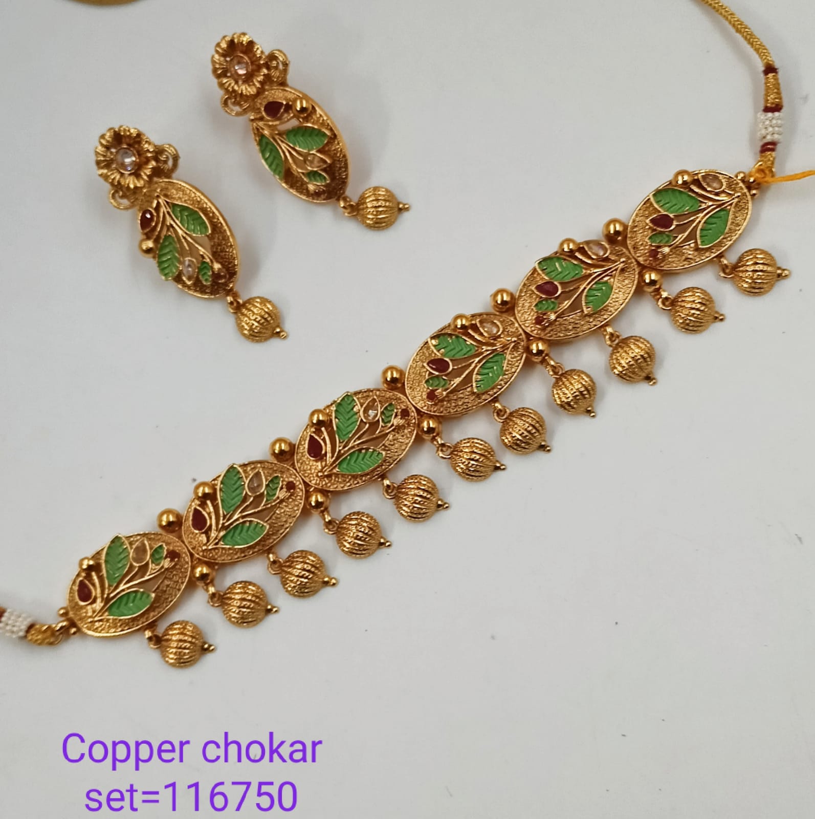 Padmawati Bangles Copper Meenakari Choker Necklace Set