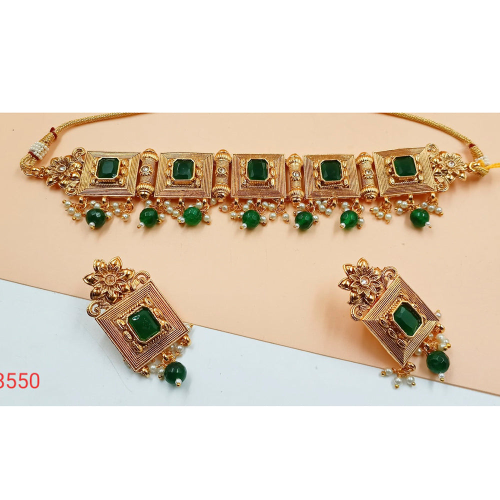 Padmawati Bangles Stone And Pearl Copper Choker Necklace Set