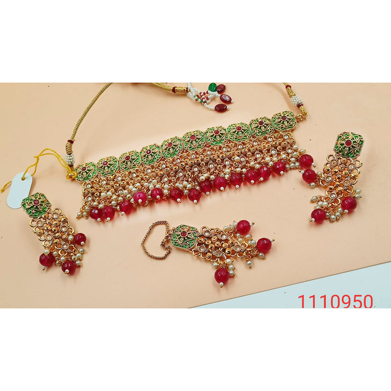 Padmawati Bangles Green Meenakari Kundan Copper Necklace Set