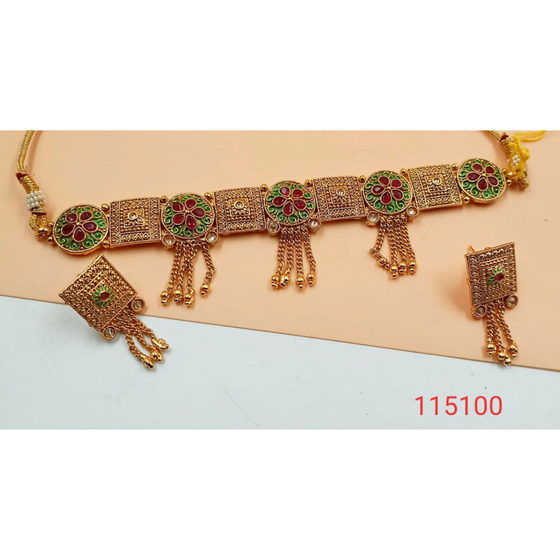 Padmawati Bangles Green Meenakari & Stone Copper Necklace Set