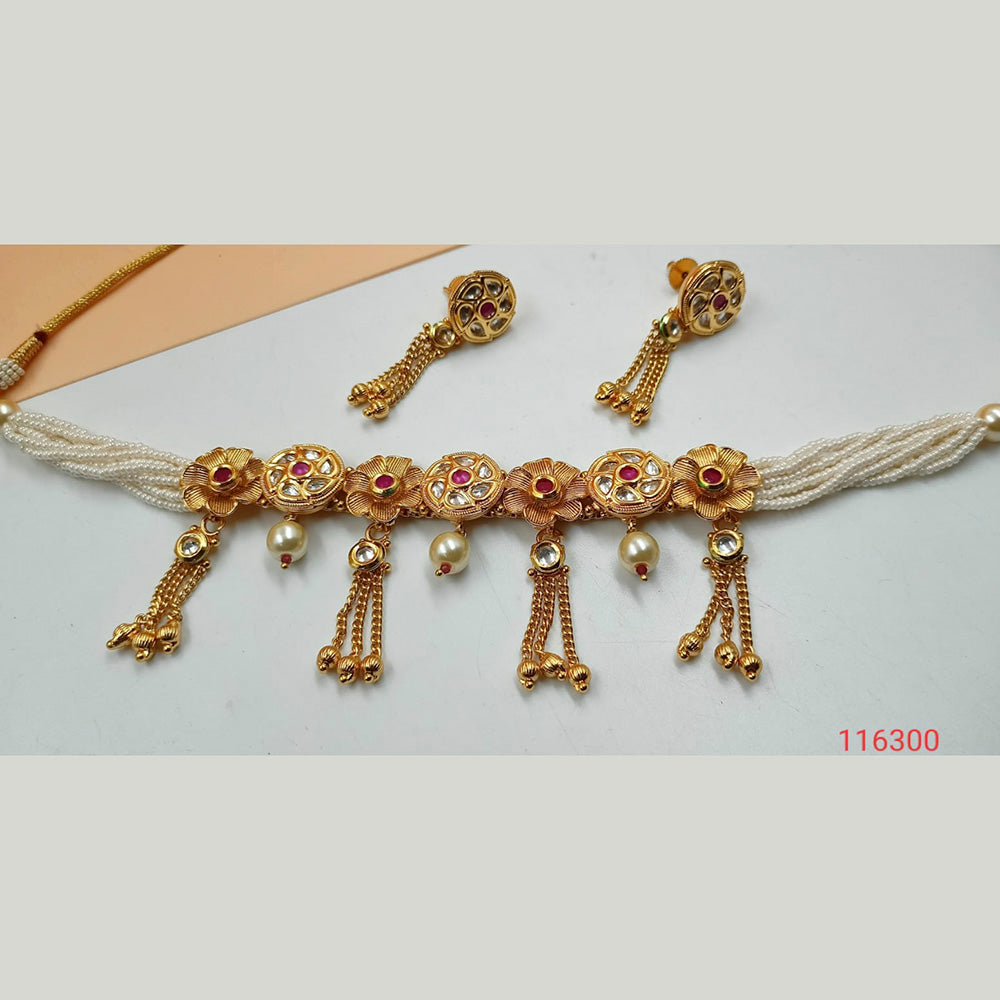 Padmawati Bangles Pota Stone & Kundan Copper Necklace Set