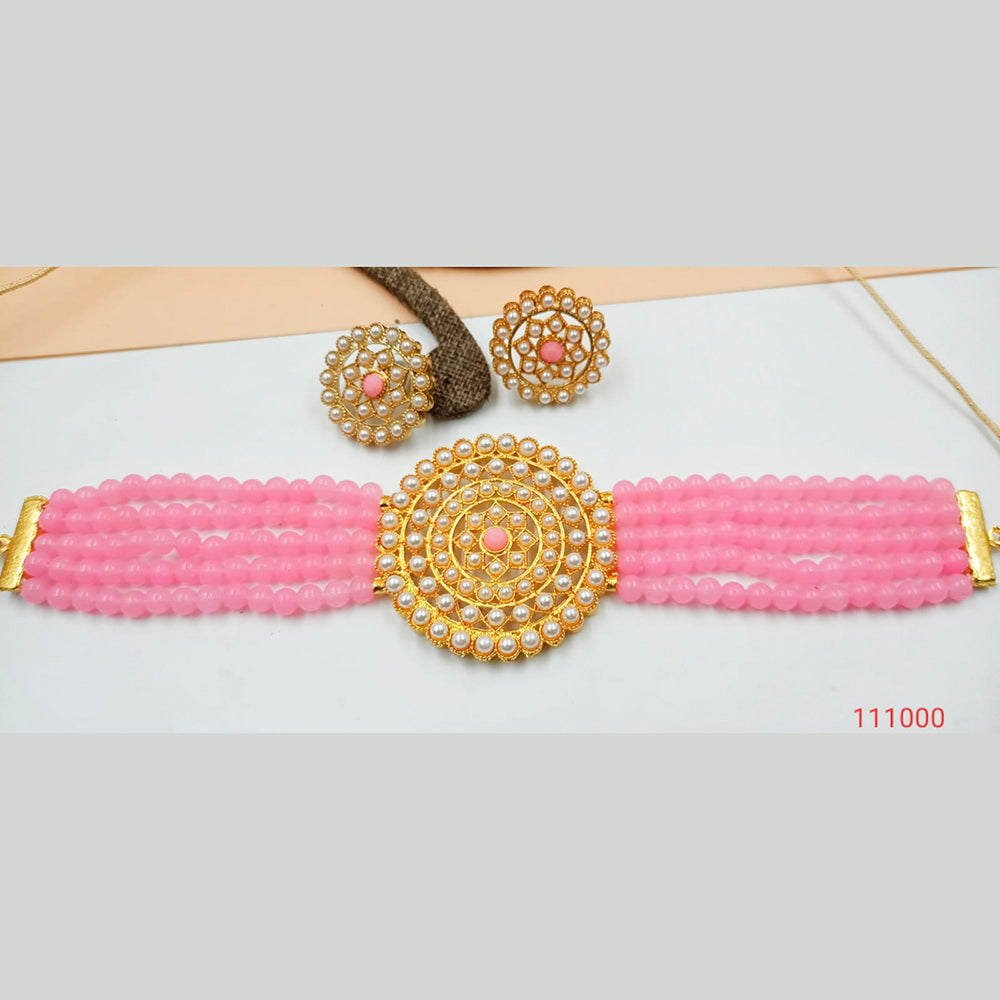 Padmawati Bangles Gold Plated Pearl & Stone Necklace Set