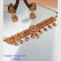 Padmawati Bangles Copper Pink & Green Stone Choker Necklace Set