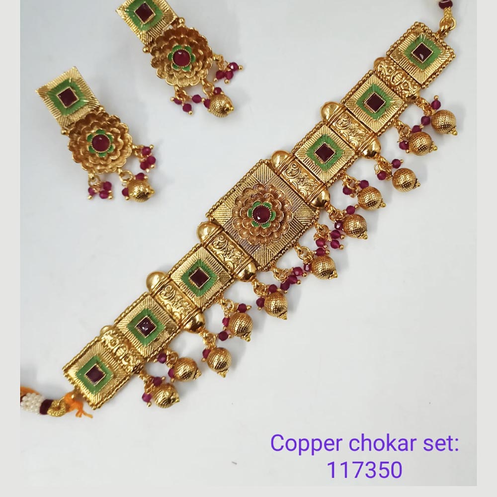 Padmawati Bangles Copper Meenakari & Stone Choker Necklace Set