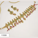 Padmawati Bangles Gold Plated Green Meenakari Austrian Stone Necklace Set - PBNECK61