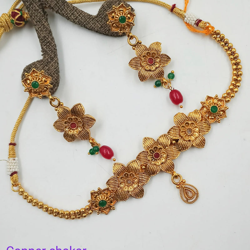 Padmawati Bangles Pota Stone Copper Necklace Set