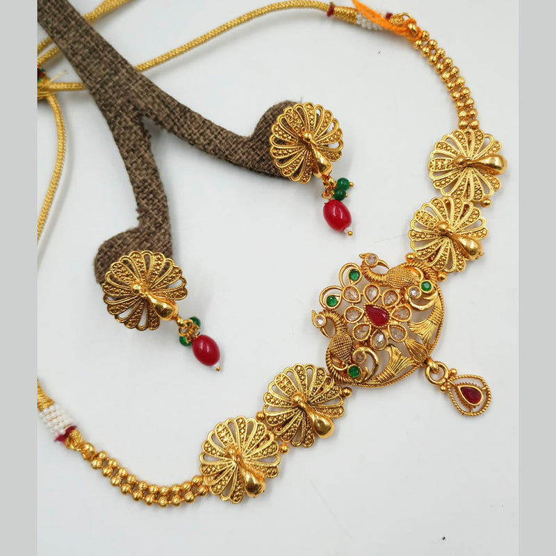 Padmawati Bangles Pota Stone Copper Necklace Set
