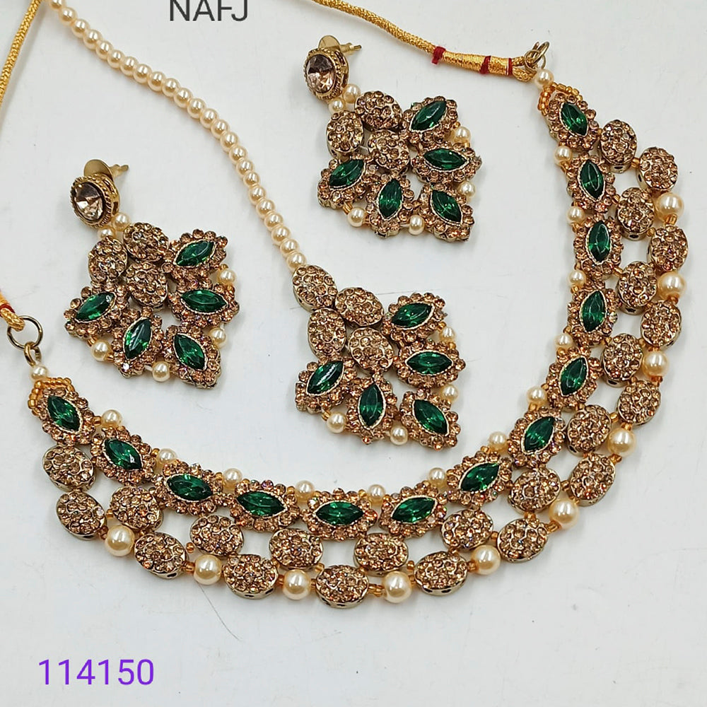 Padmawati Bangles Austrian & Crystal Stone Copper Necklace Set