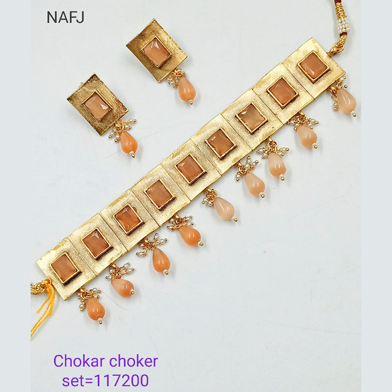 Padmawati Bangles Crystal Stone Copper Choker Necklace Set