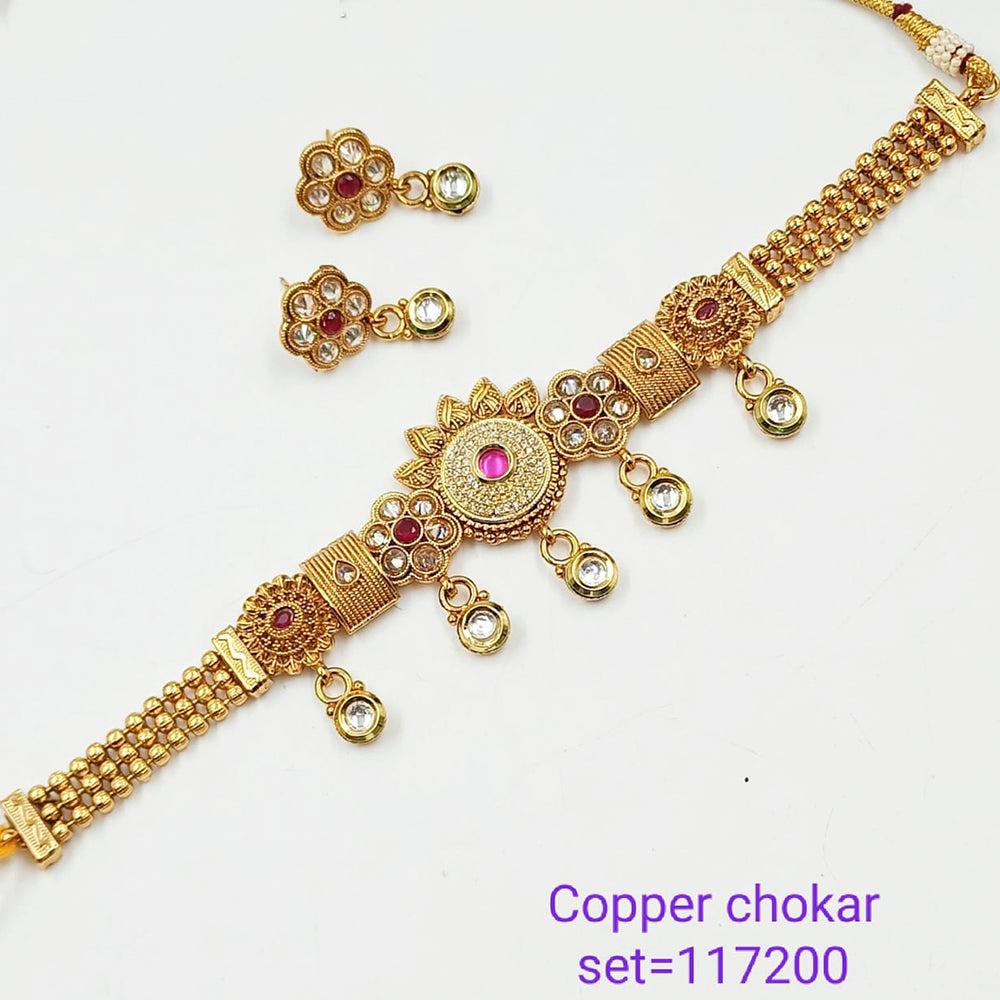 Padmawati Bangles Pota Stone And Pearl Copper Choker Necklace Set