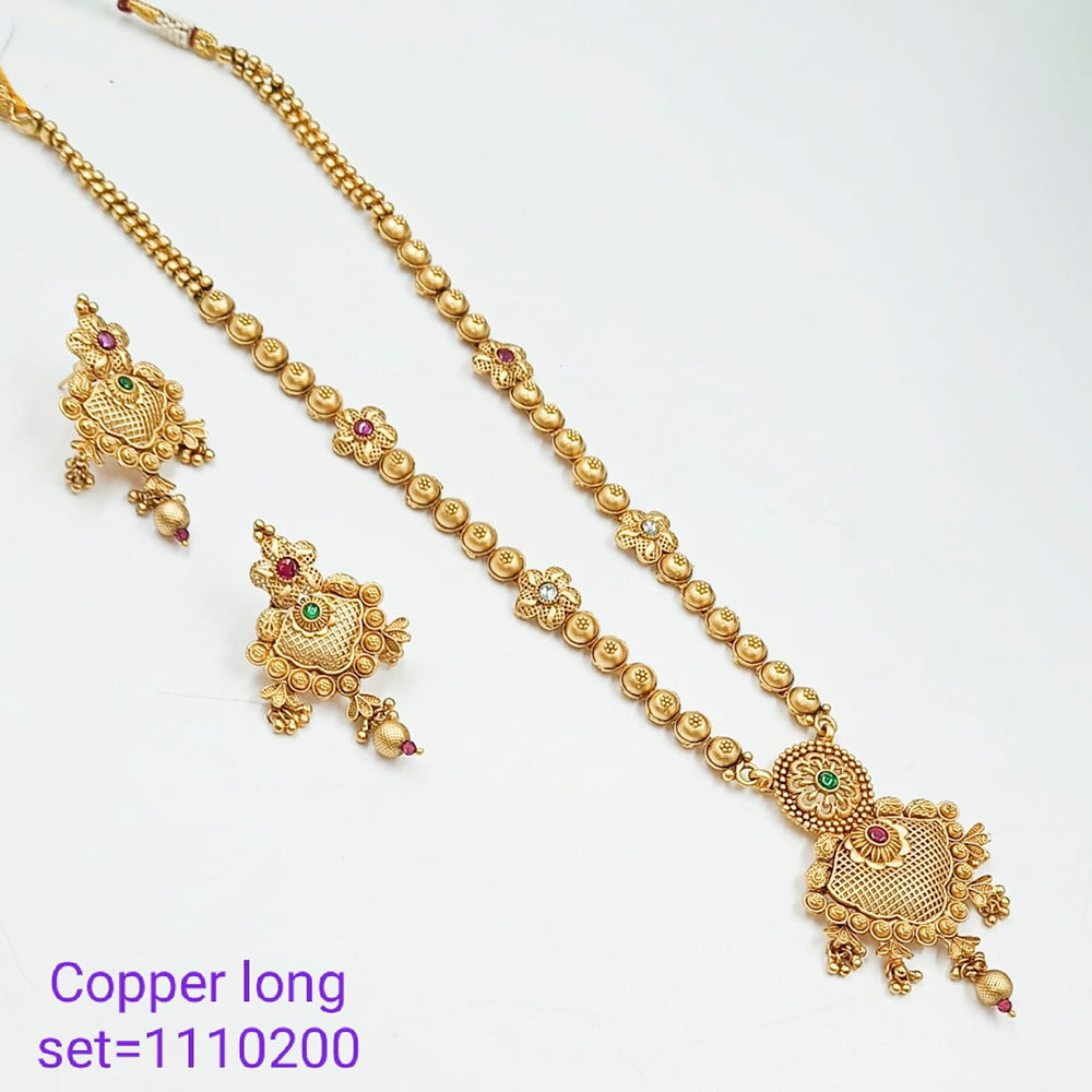 Padmawati Bangles Pota Stone And Pearl Copper Long Necklace Set