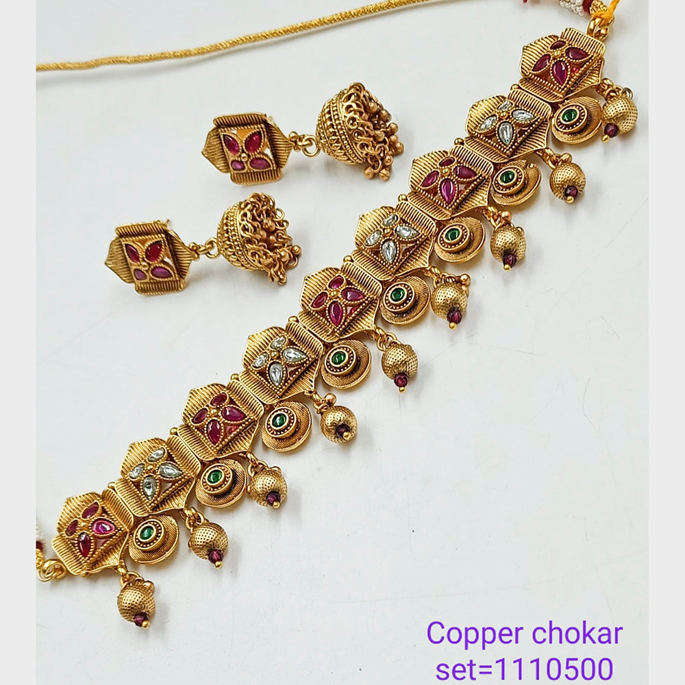 Padmawati Bangles Crystal Stone Copper Choker Necklace Set