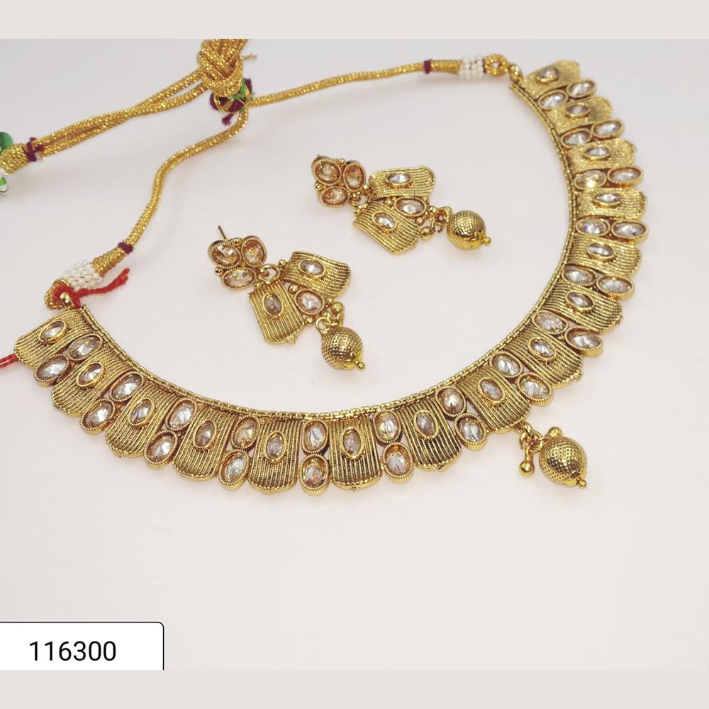 Padmawati Bangles Gold Plated Brown Kundan Choker Set Necklace Set - PBNECK74