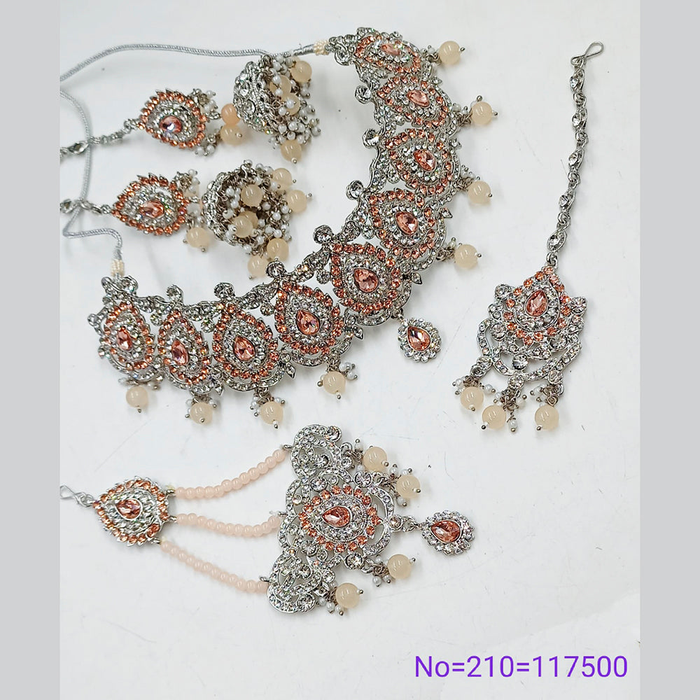 Padmawati Bangles Austrian Stone Silver Plated Necklace Set