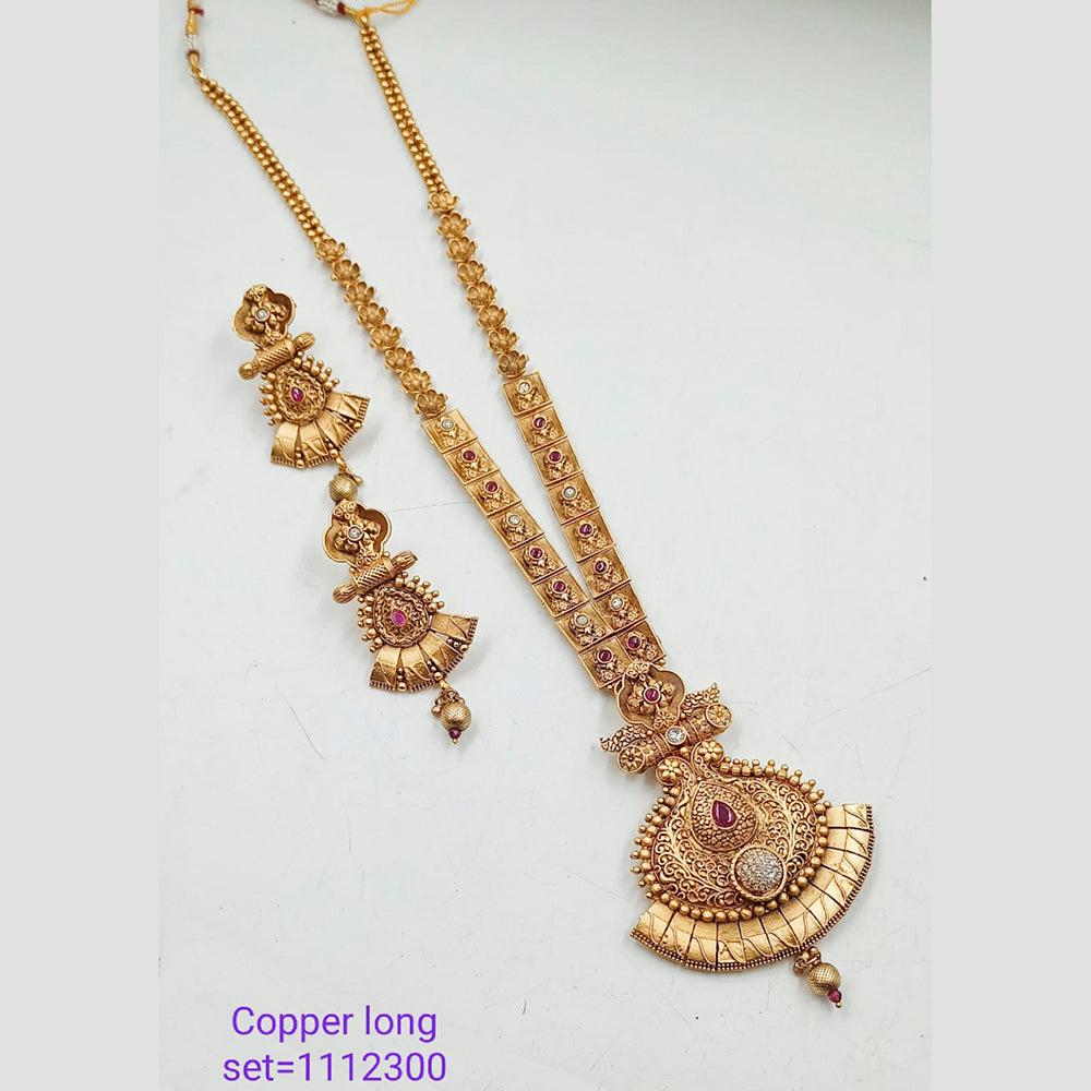 Padmawati Bangles Pota Stone Copper Long Necklace Set