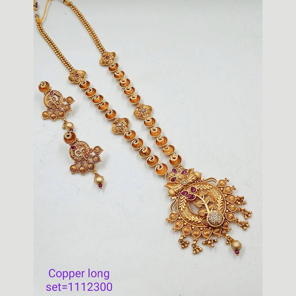 Padmawati Bangles Pota Stone Copper Long Necklace Set