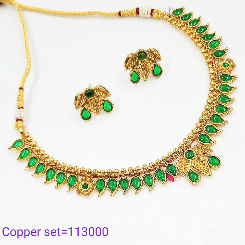 Padmawati Bangles Pota Stone Gold Plated Choker Necklace Set