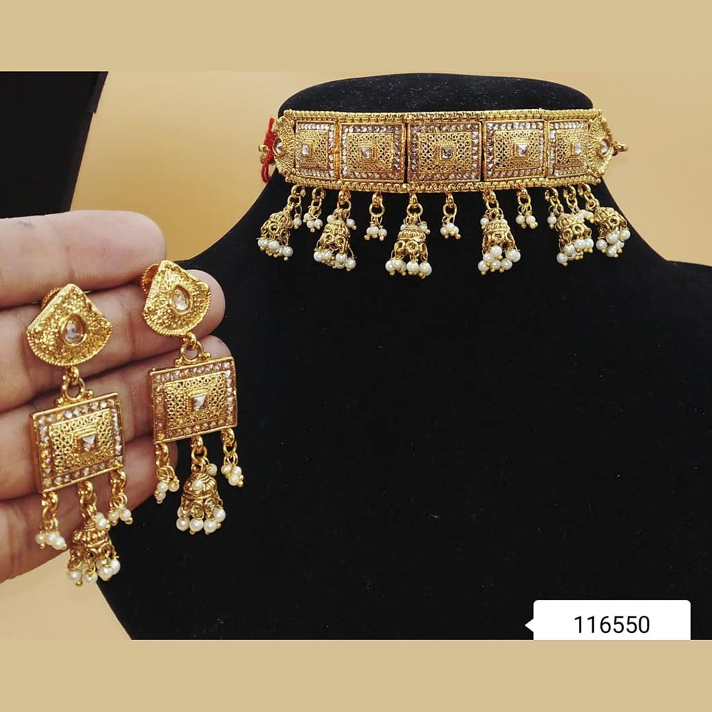 Padmawati Bangles Gold Plated Brown Austrian Stone Necklace Set - PBNECK77