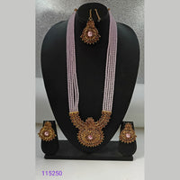 Padmawati Bangles Austrian Stone And Beads Gold Plated Long Necklace Set